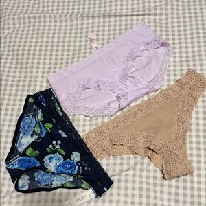Gilly Hicks Blue Floral Lace & Victoria Secret & Aerie  Panties